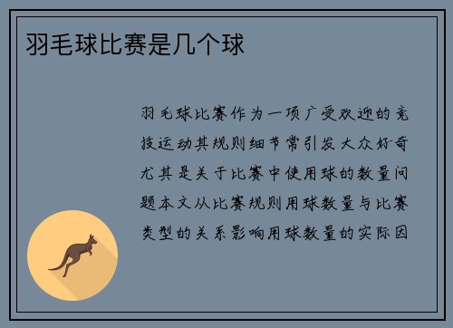 羽毛球比赛是几个球